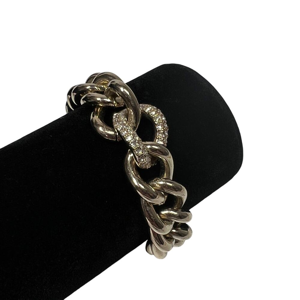 VICTORIAS SECRET Bracelet Womens Gold Tone Chunky Chain Rhinestone Angel Wing